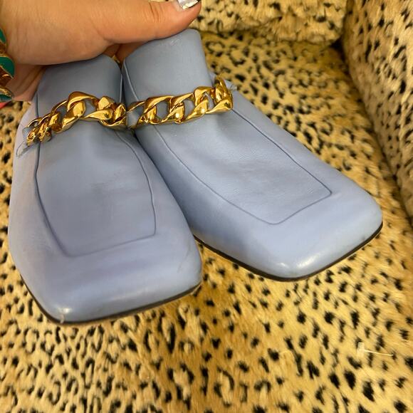 Neil Rodgers Laura Leather Chain Link Accent Mule Slip On Blue 41 - Picture 4 of 6